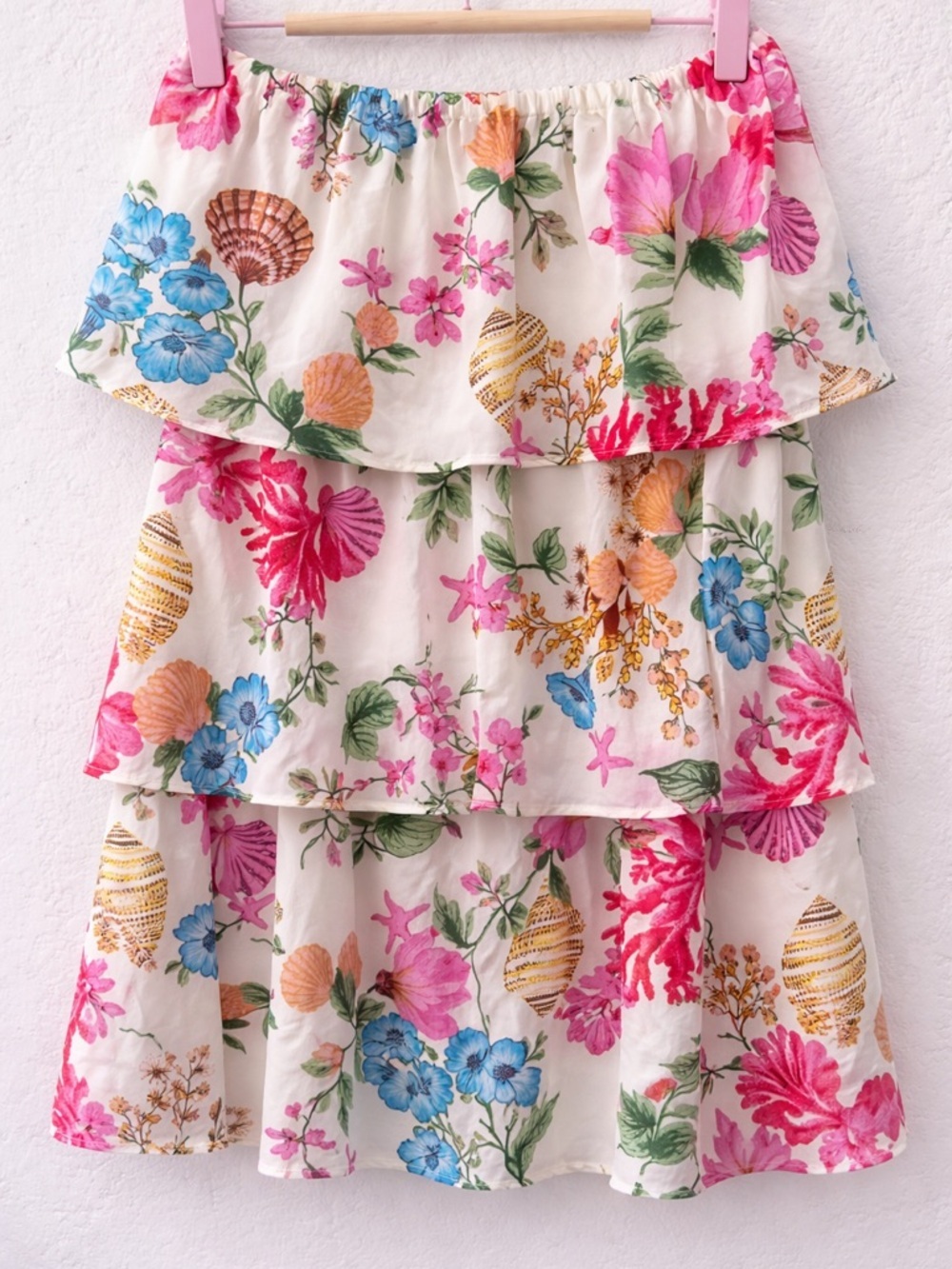 True Destinations Tropical Tiered Convertible Dress Skirt Resortwear Size L - Picture 3 of 6
